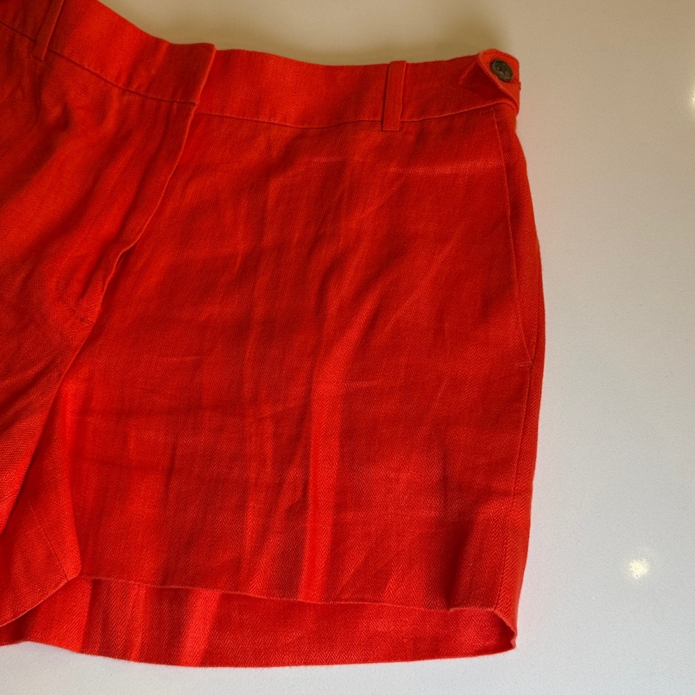 J. Crew 100% Linen High Waist Shorts. Coral/ Orange Size 8 - Picture 4 of 11